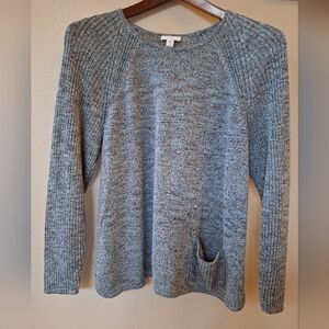 J Jill Pure Jill Womens Lightweight Linen Blend Blue Heathered Sweater Size M